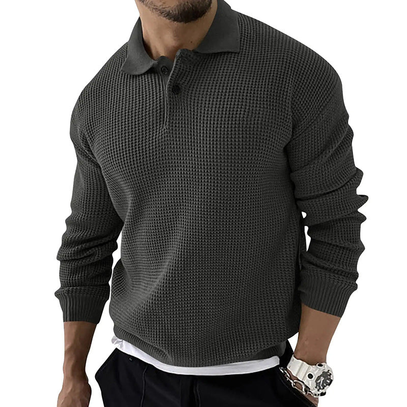 Image of David | Men's Polo Waffle Knit Sweater