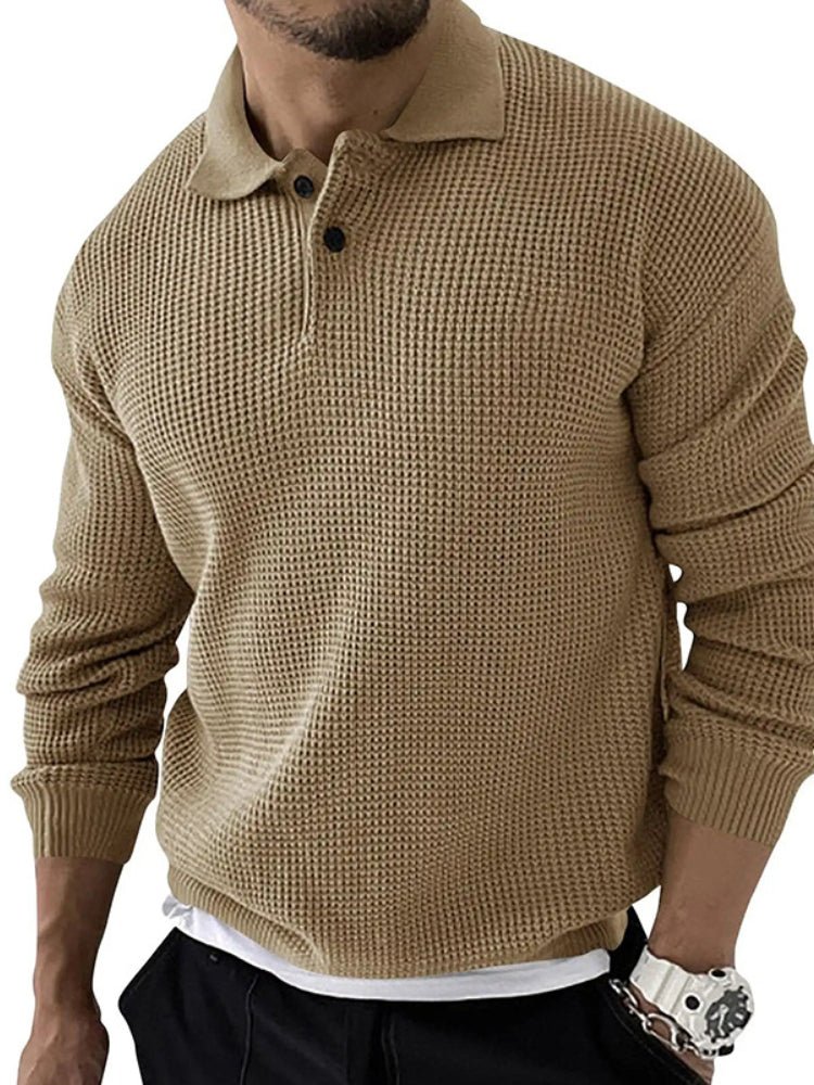 Image of David | Men's Polo Waffle Knit Sweater