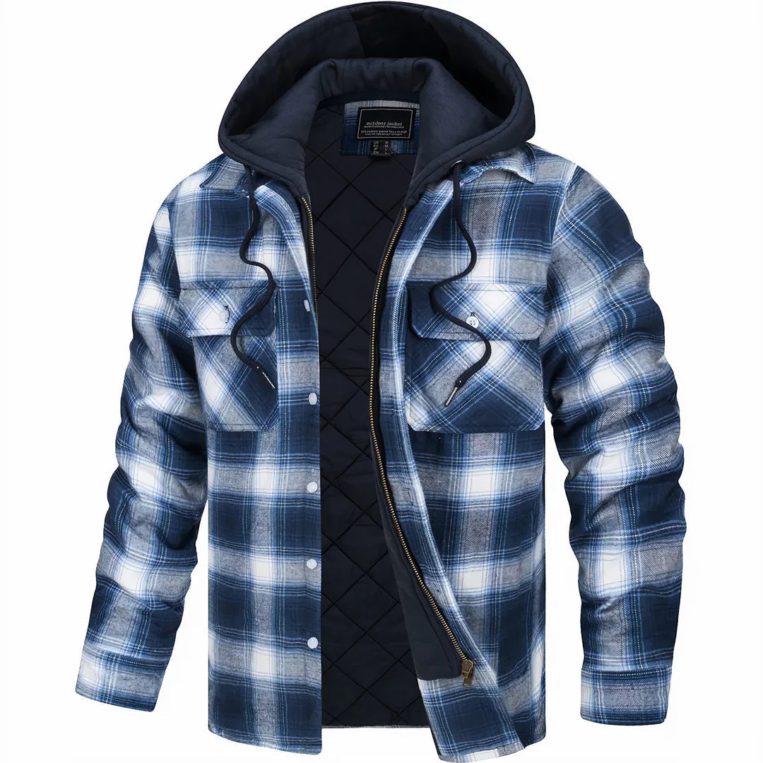 Image of Davin | Men's Hooded Plaid Jacket