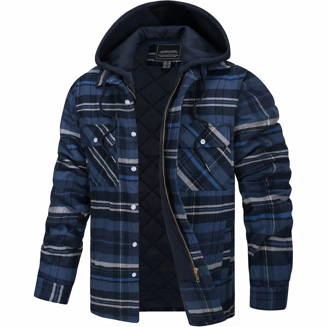 Image of Davin | Men's Hooded Plaid Jacket