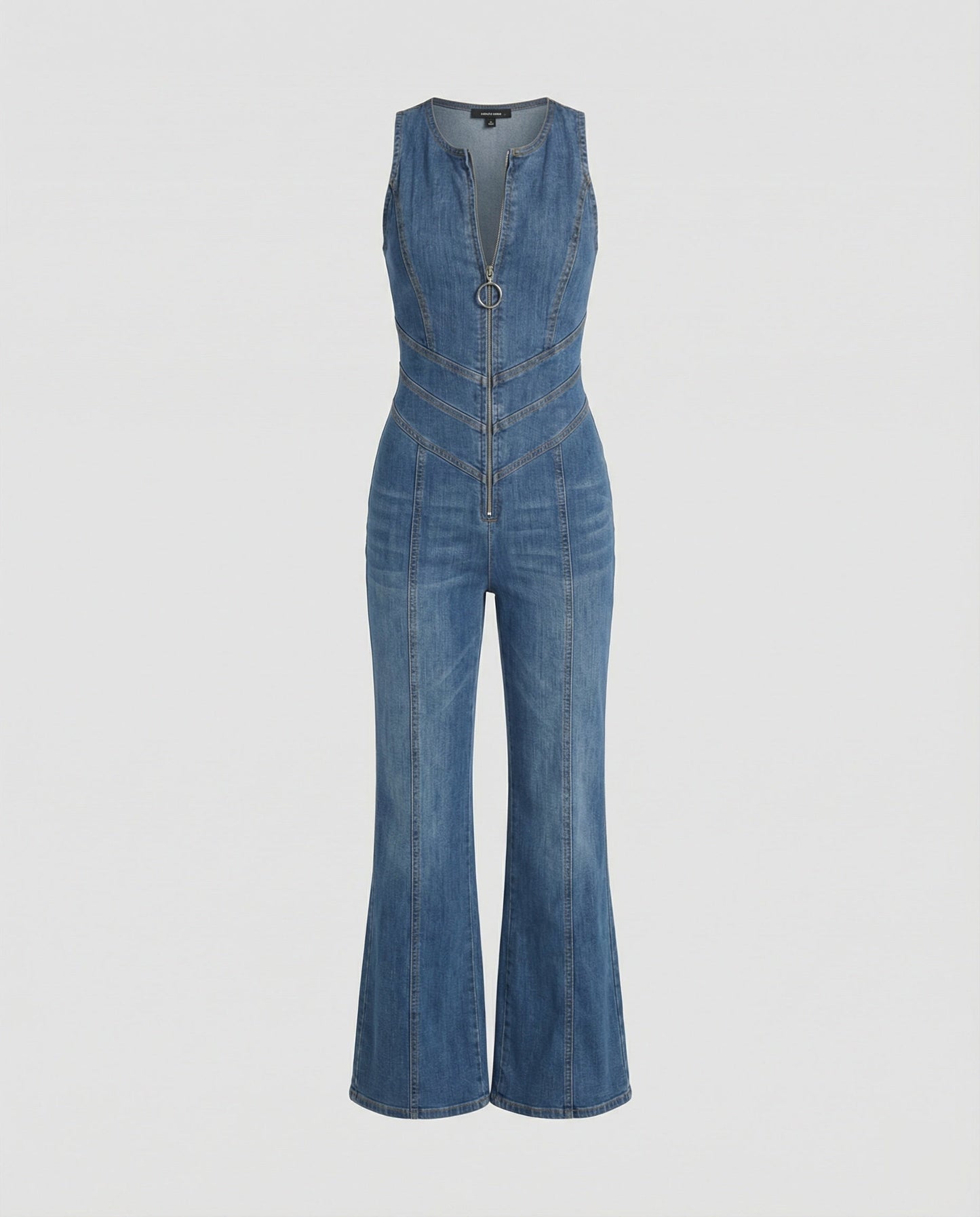 Denim Overall for Women, Back Cutout with Heart-Shaped Neckline, Sleeveless, Fitted, Jumpsuit