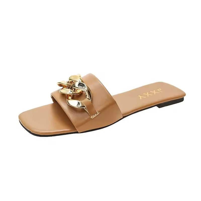 Image of Devon | Women's Chain Detail Slip-On Slides