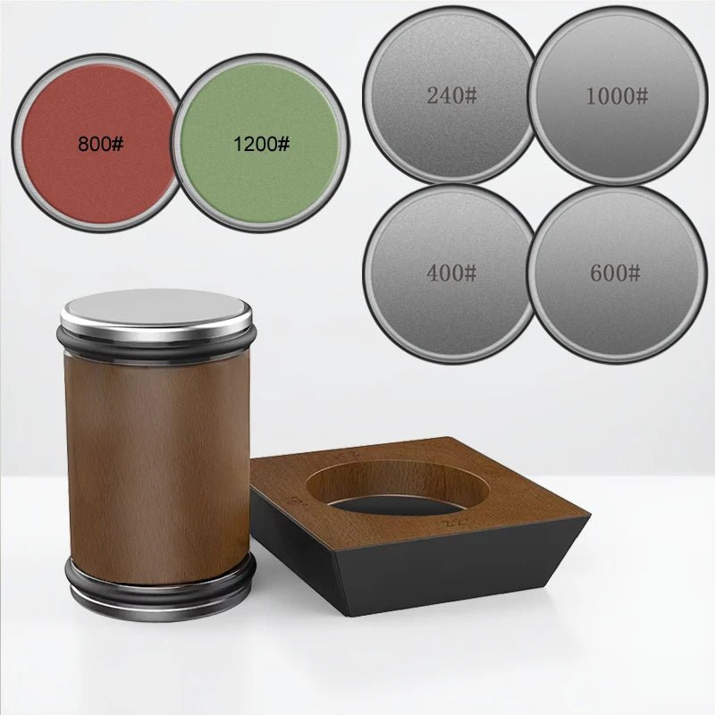 DIASHARP – Rolling Knife Sharpener Set with Diamond Grinder and Wooden Platform