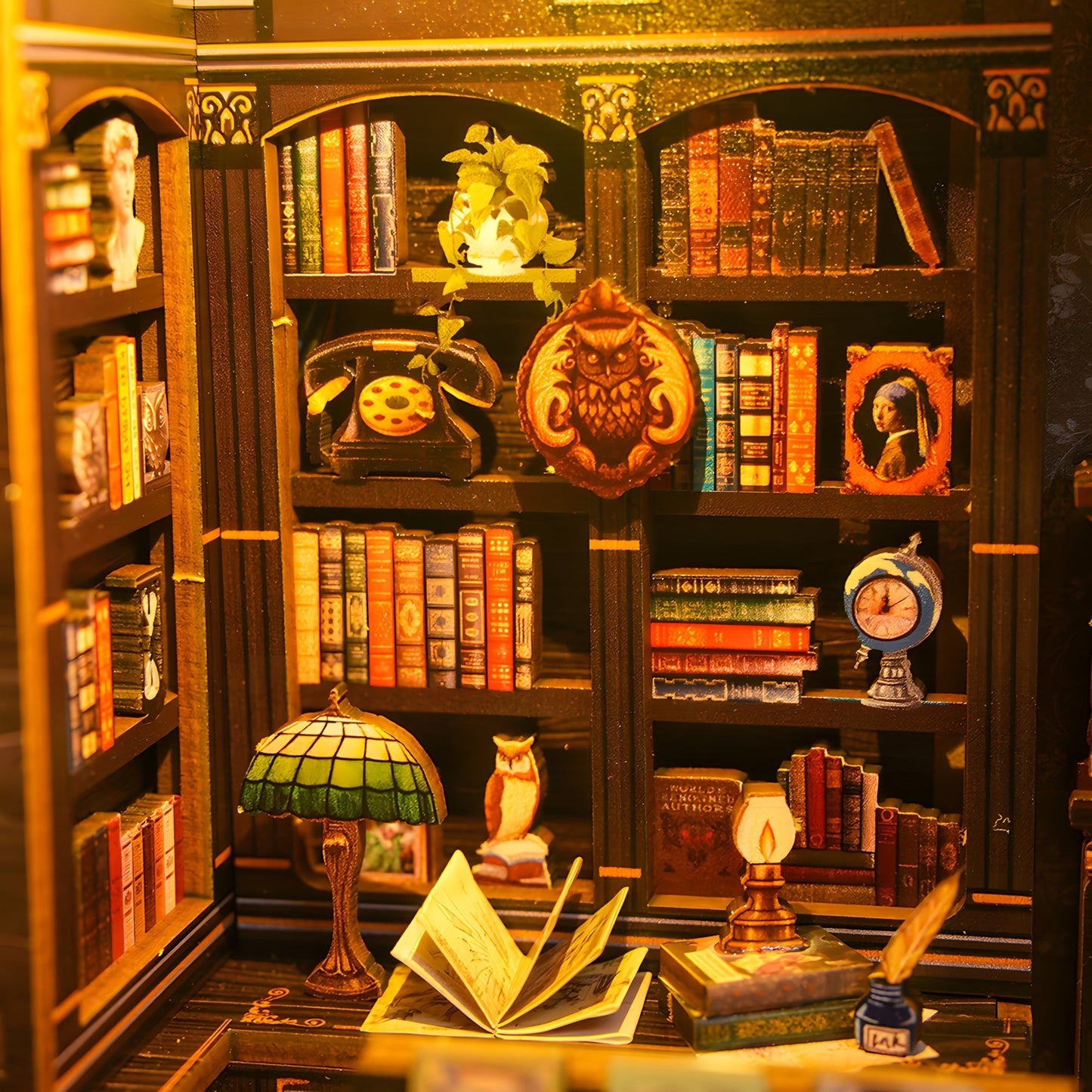 DIY Miniature Owl Bookstore – 3D Wood Kit with Lighting for Creative Decoration