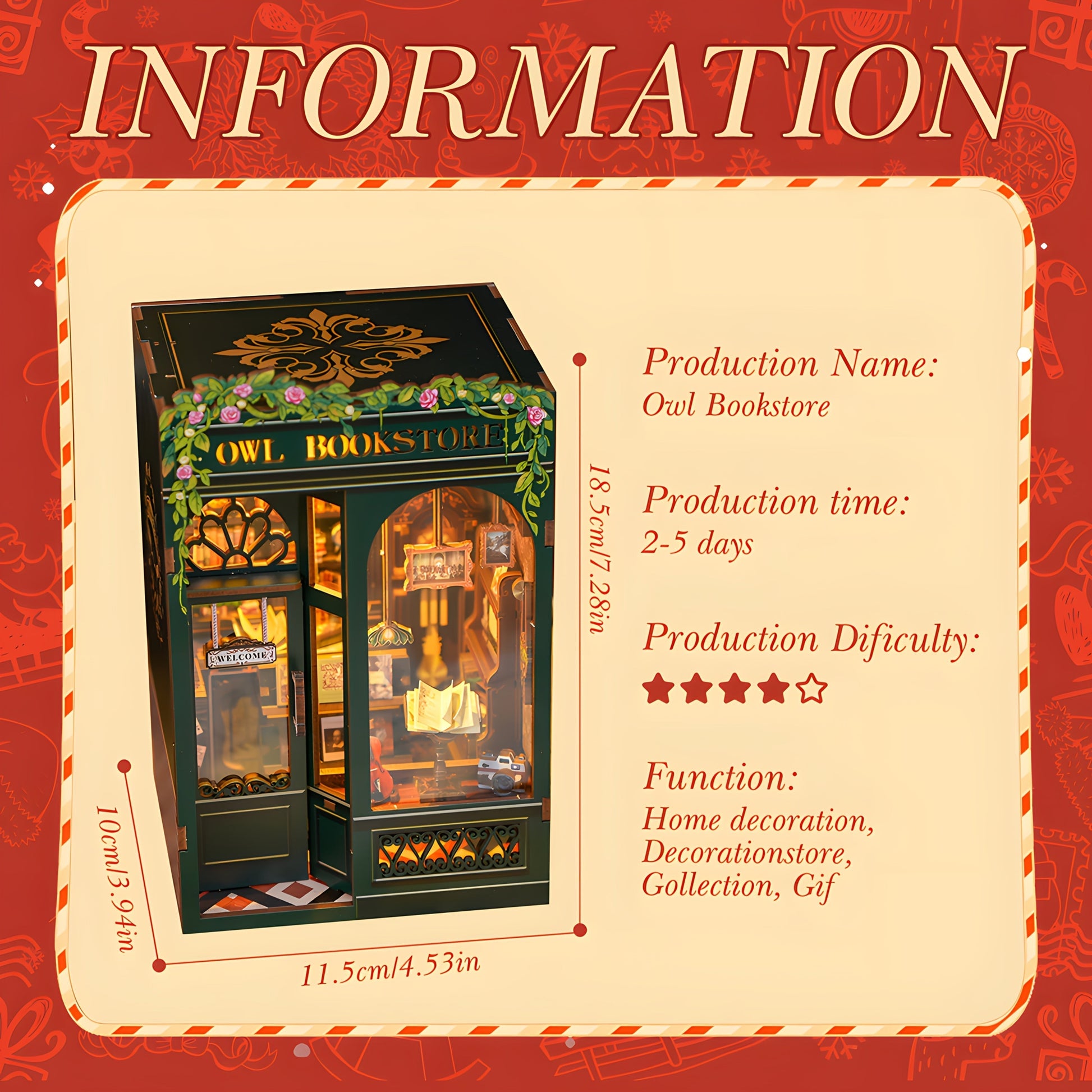 DIY Miniature Owl Bookstore – 3D Wood Kit with Lighting for Creative Decoration
