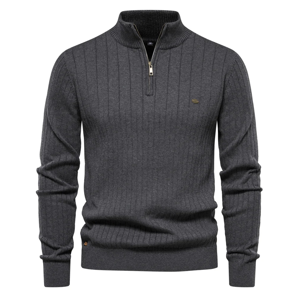 Image of Don | Men's Half-Zip Ribbed Sweater