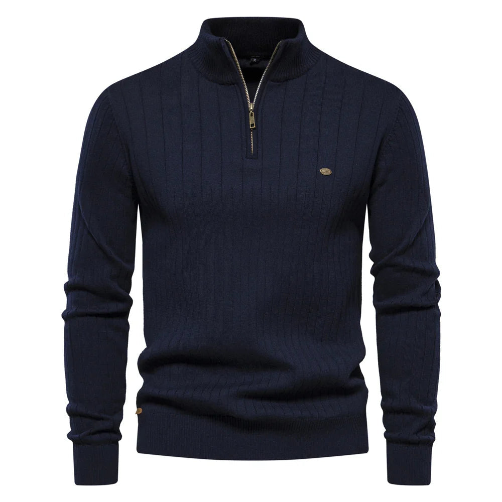 Image of Don | Men's Half-Zip Ribbed Sweater