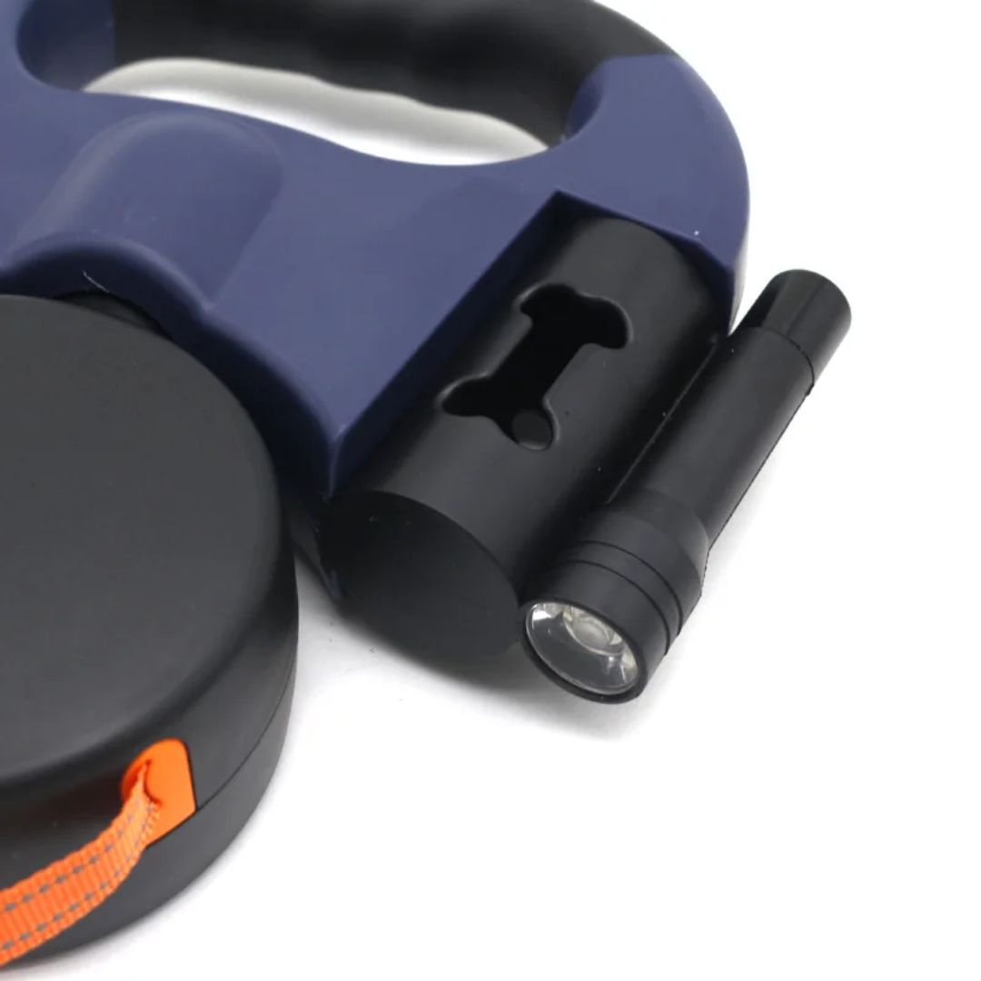 Double Dog Leash with Flashlight and Waste Bag Holder