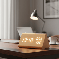 ECOCLOCK – Minimalist Digital Wooden Clock with Temperature Display & Light Control