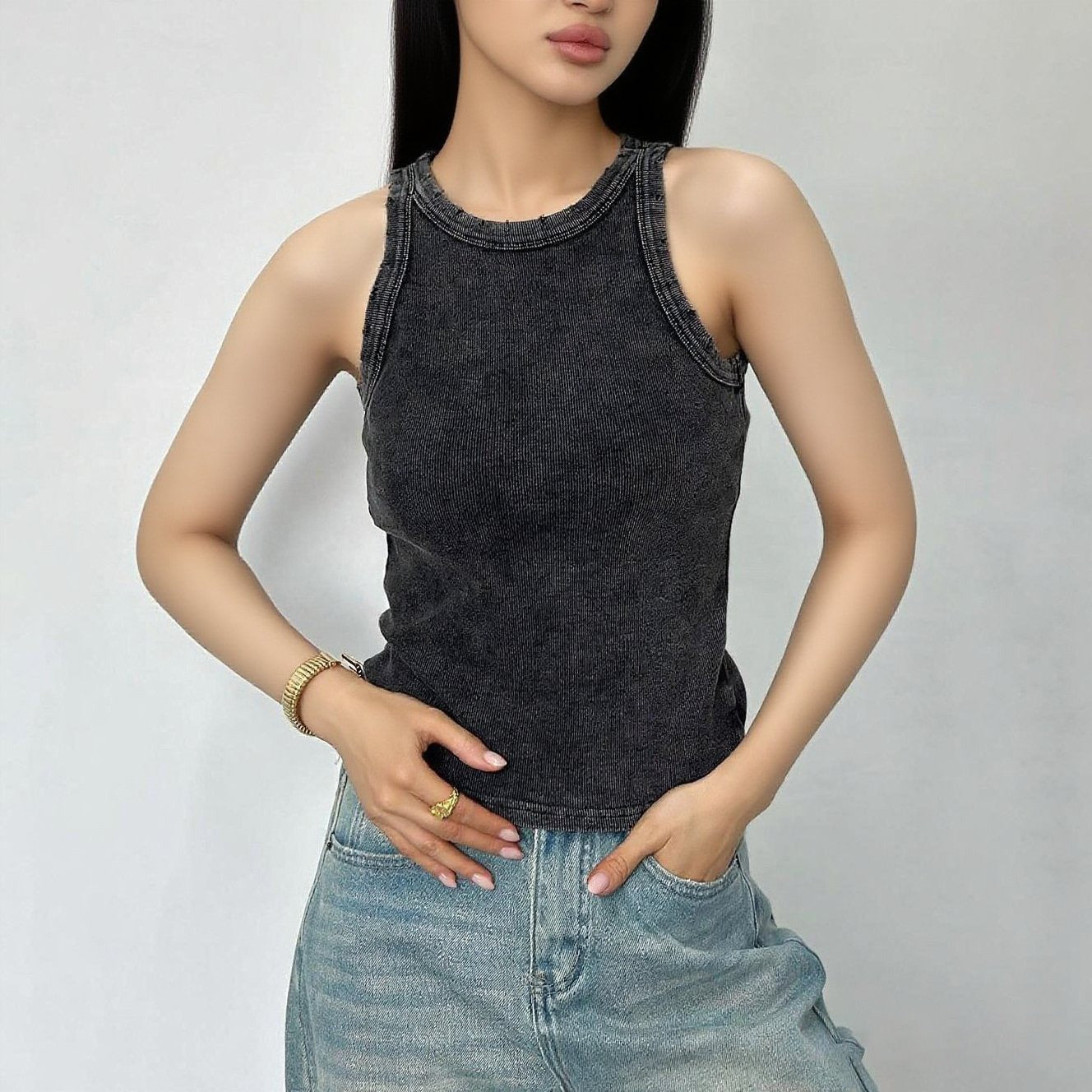 Image of Eileen | Women's Fitted Ribbed Racerback Tank Top