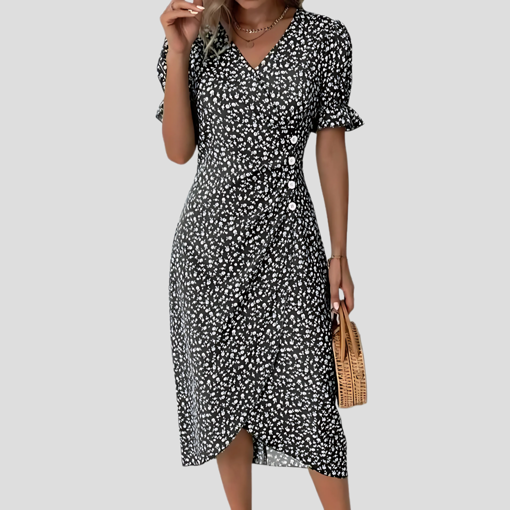Image of Eileen | Women's V-Neck Wrap Midi Dress