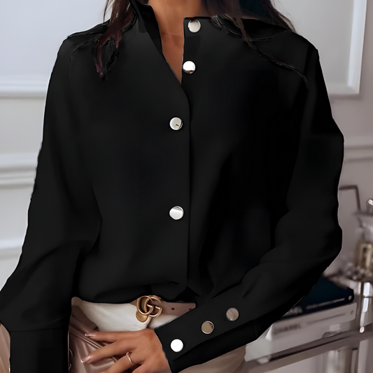 Elegant Button-Up Shirt with Flattering Cut
