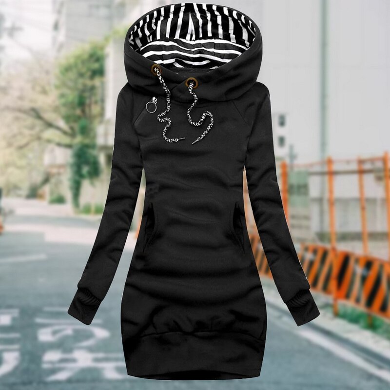 Elegant Hooded Long Sleeve Dress