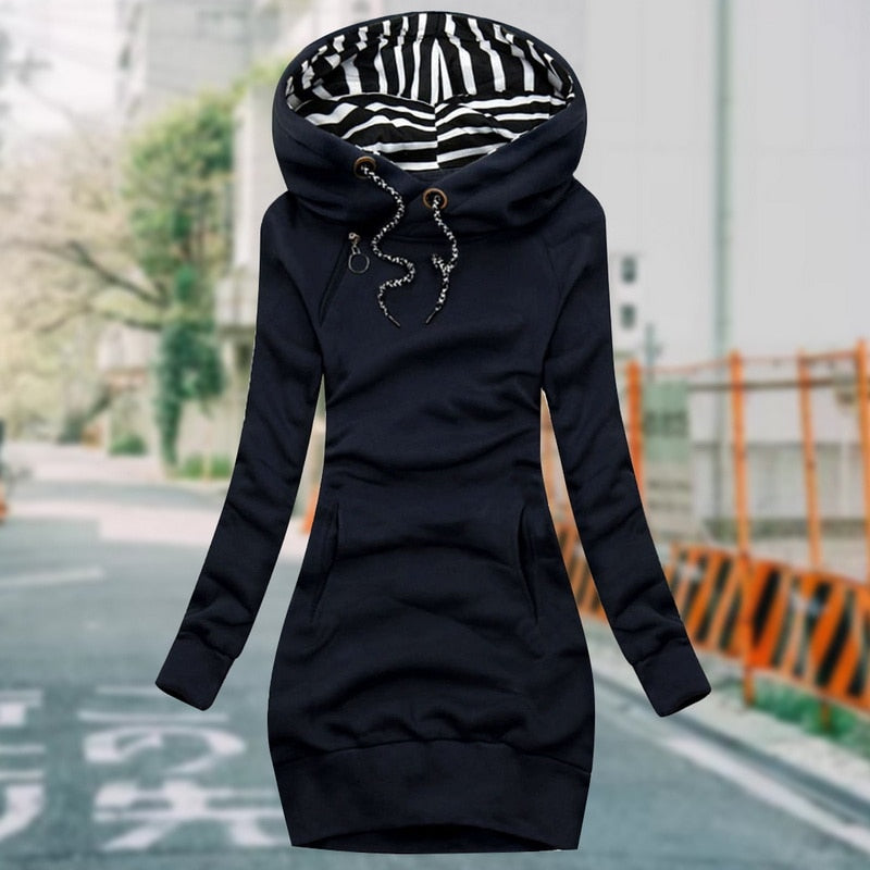 Elegant Hooded Long Sleeve Dress