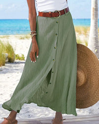 Eliana Button Front Long Skirt