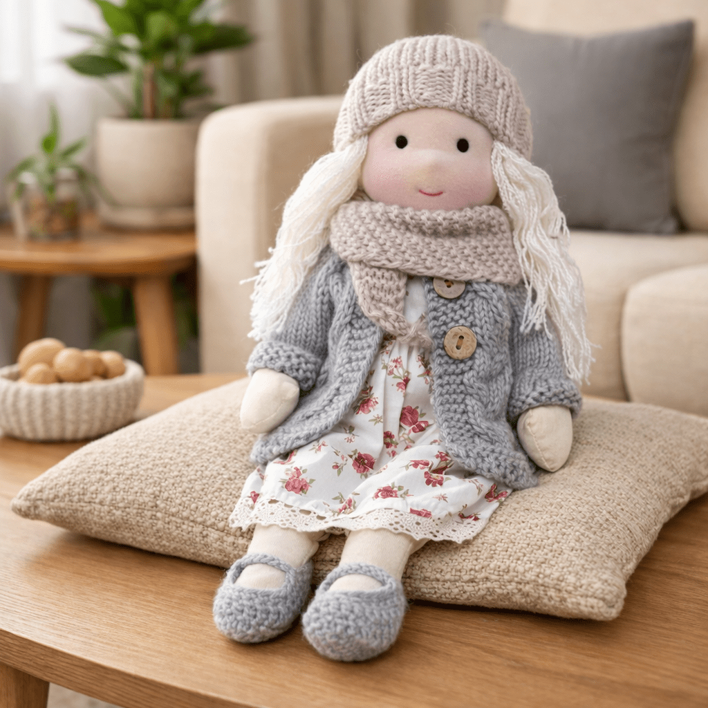 ELORA – Handmade Waldorf Doll Made of Cotton for Creative Play
