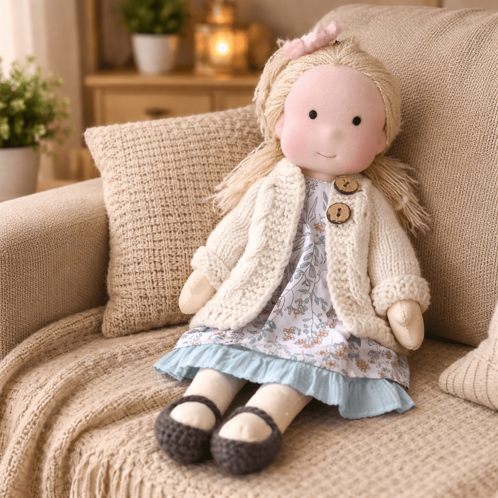 ELORA – Handmade Waldorf Doll Made of Cotton for Creative Play