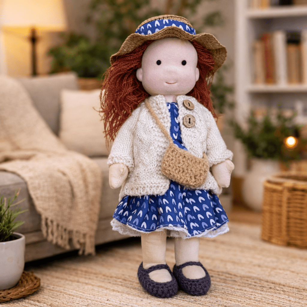 ELORA – Handmade Waldorf Doll Made of Cotton for Creative Play