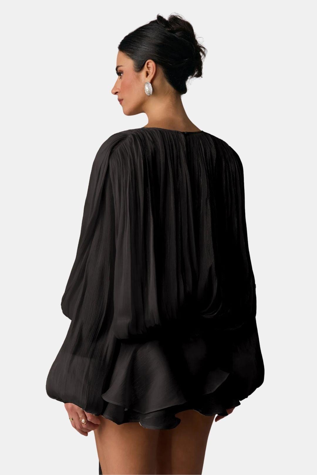 Image of Elsie | Women's Long Sleeve Mini Tie Neck Dress