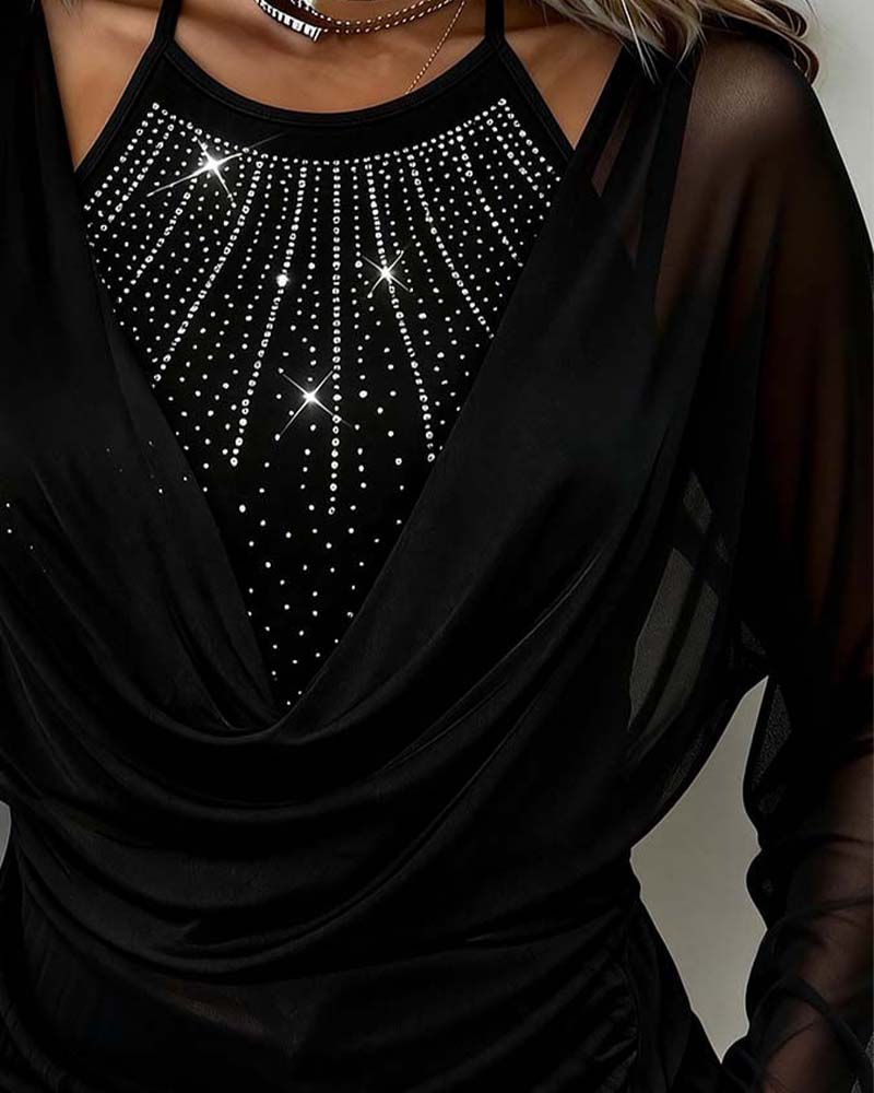 Image of Emily | Women's Long Sleeve Sheer Sleeve Blouse