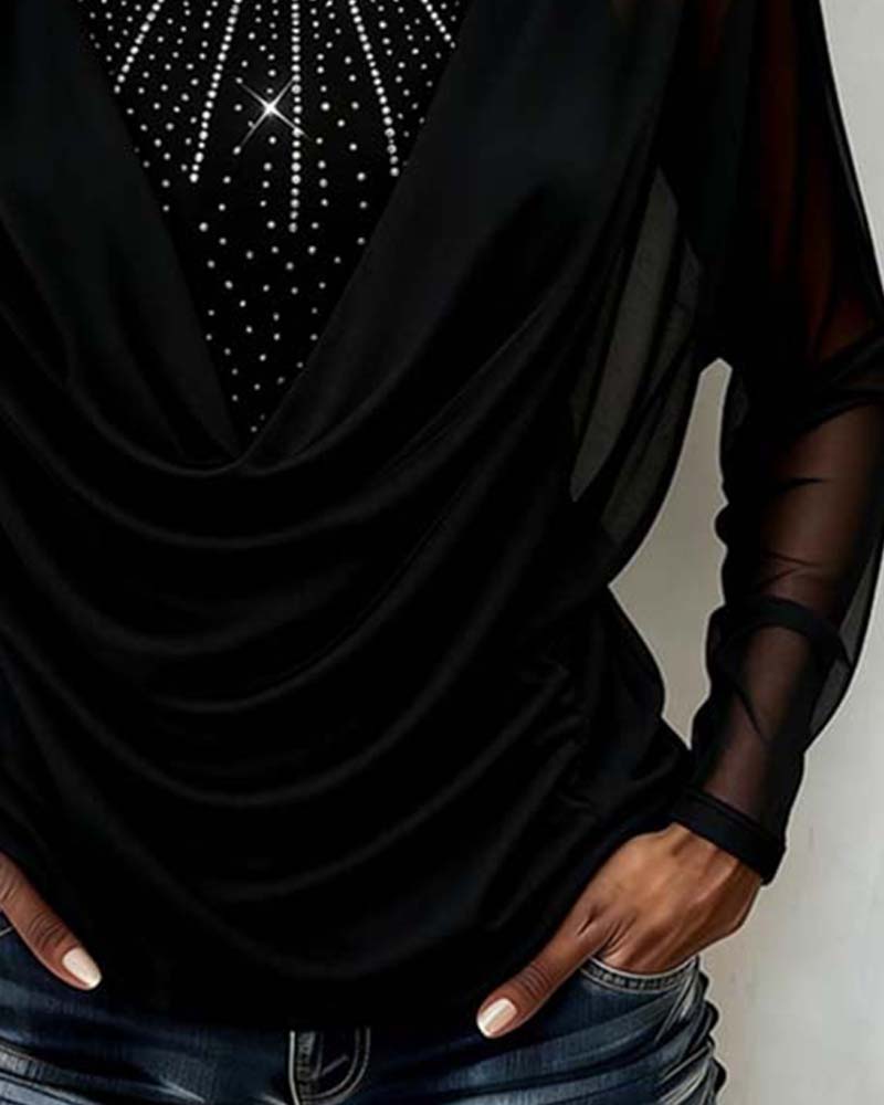 Image of Emily | Women's Long Sleeve Sheer Sleeve Blouse