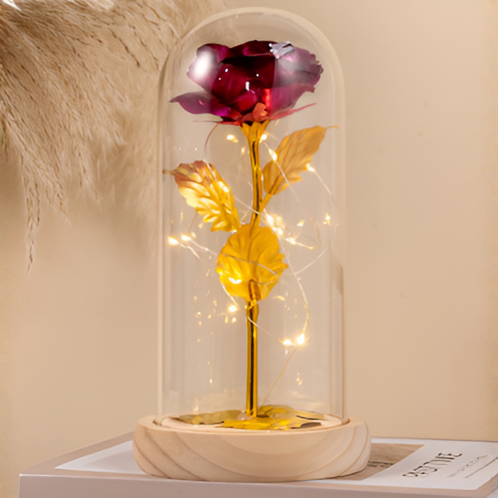 Eternal Rose in Glass Dome with LED Lights