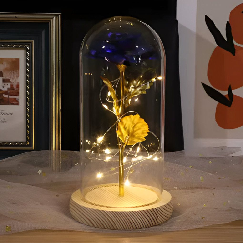 Eternal Rose in Glass Dome with LED Lights