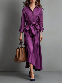 Eva | Women's Long Sleeve A-Line Midi Dress