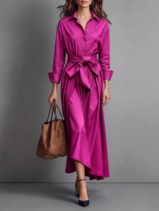 Eva | Women's Long Sleeve A-Line Midi Dress
