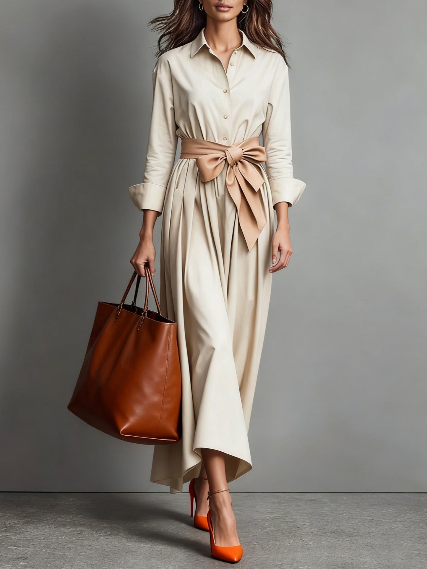 Image of Eva | Women's Long Sleeve A-Line Midi Dress