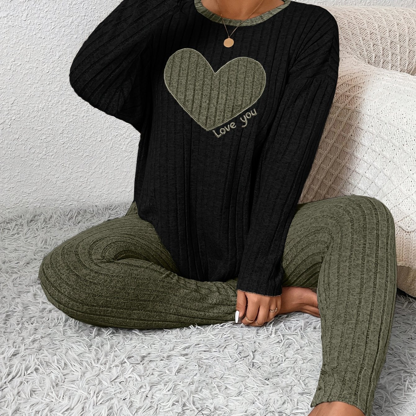Image of Eva | Women's Long Sleeve Relaxed Fit Two-Piece Set