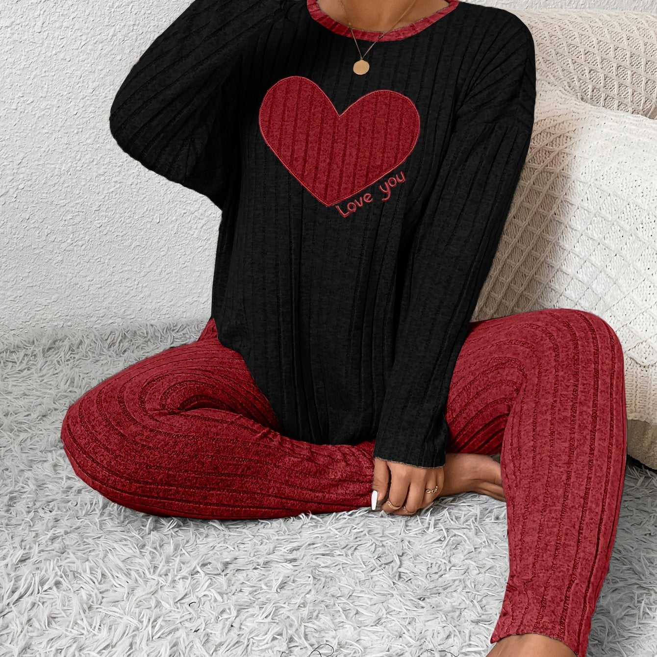 Image of Eva | Women's Long Sleeve Relaxed Fit Two-Piece Set