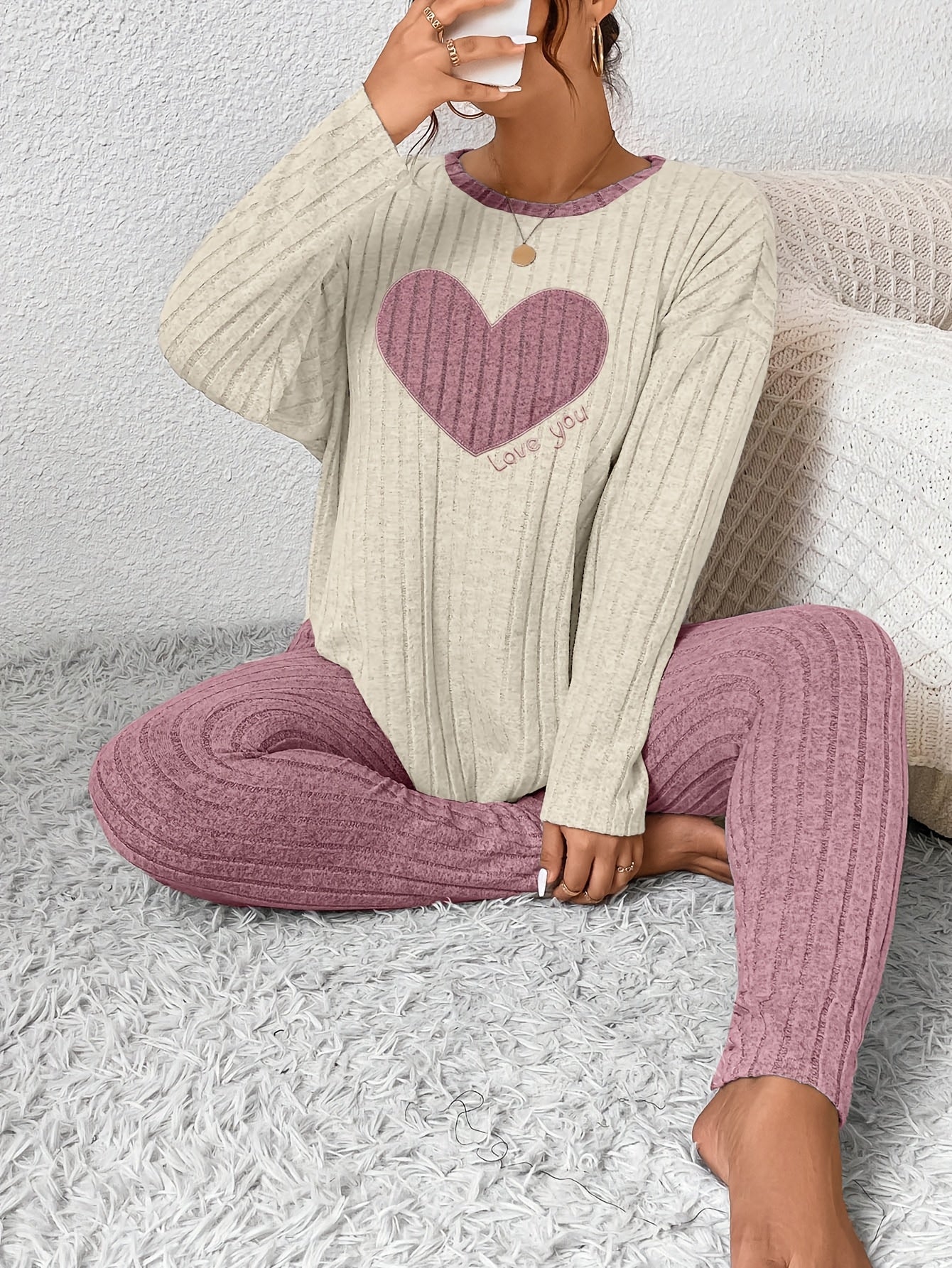Image of Eva | Women's Long Sleeve Relaxed Fit Two-Piece Set
