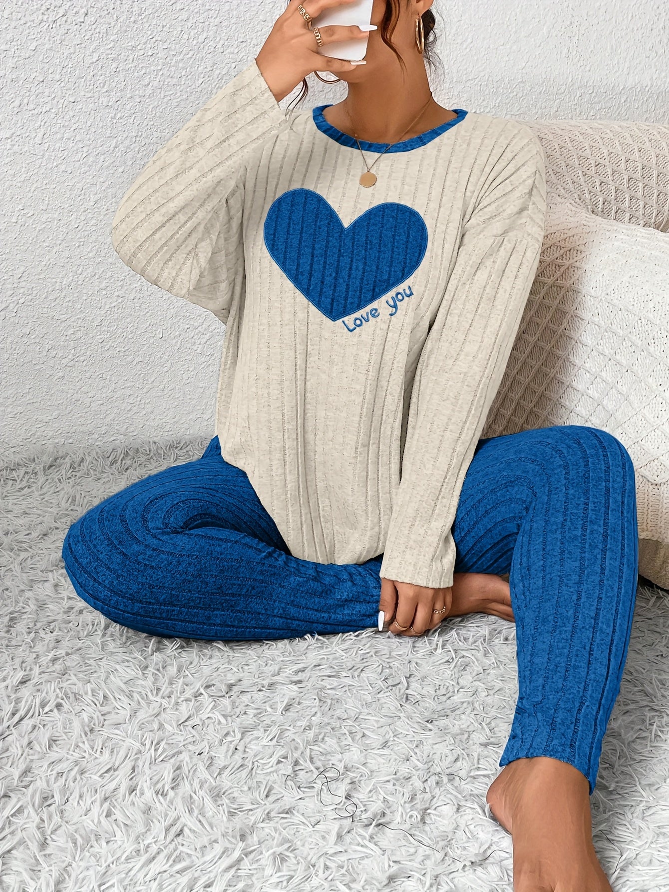 Image of Eva | Women's Long Sleeve Relaxed Fit Two-Piece Set