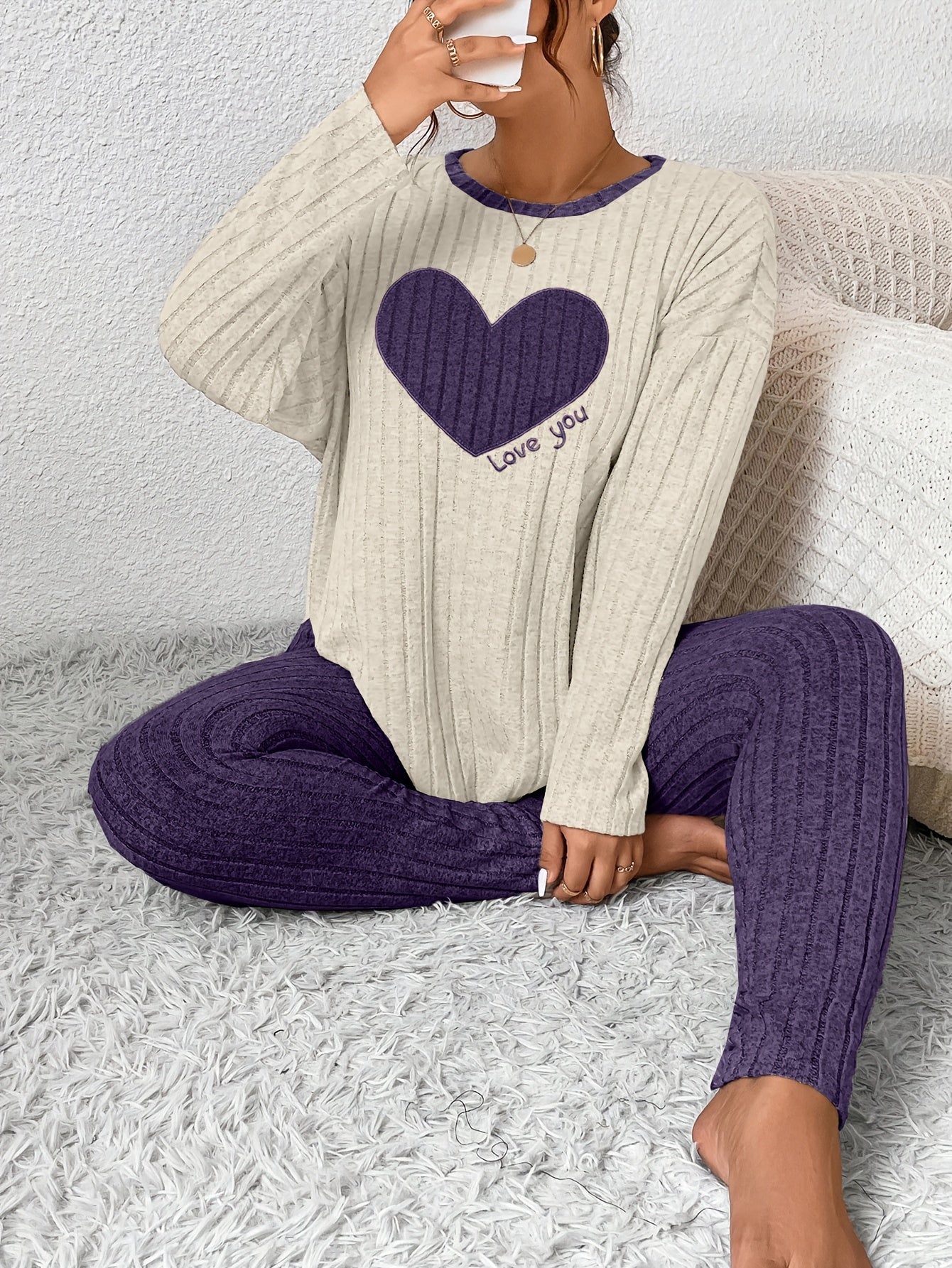 Image of Eva | Women's Long Sleeve Relaxed Fit Two-Piece Set