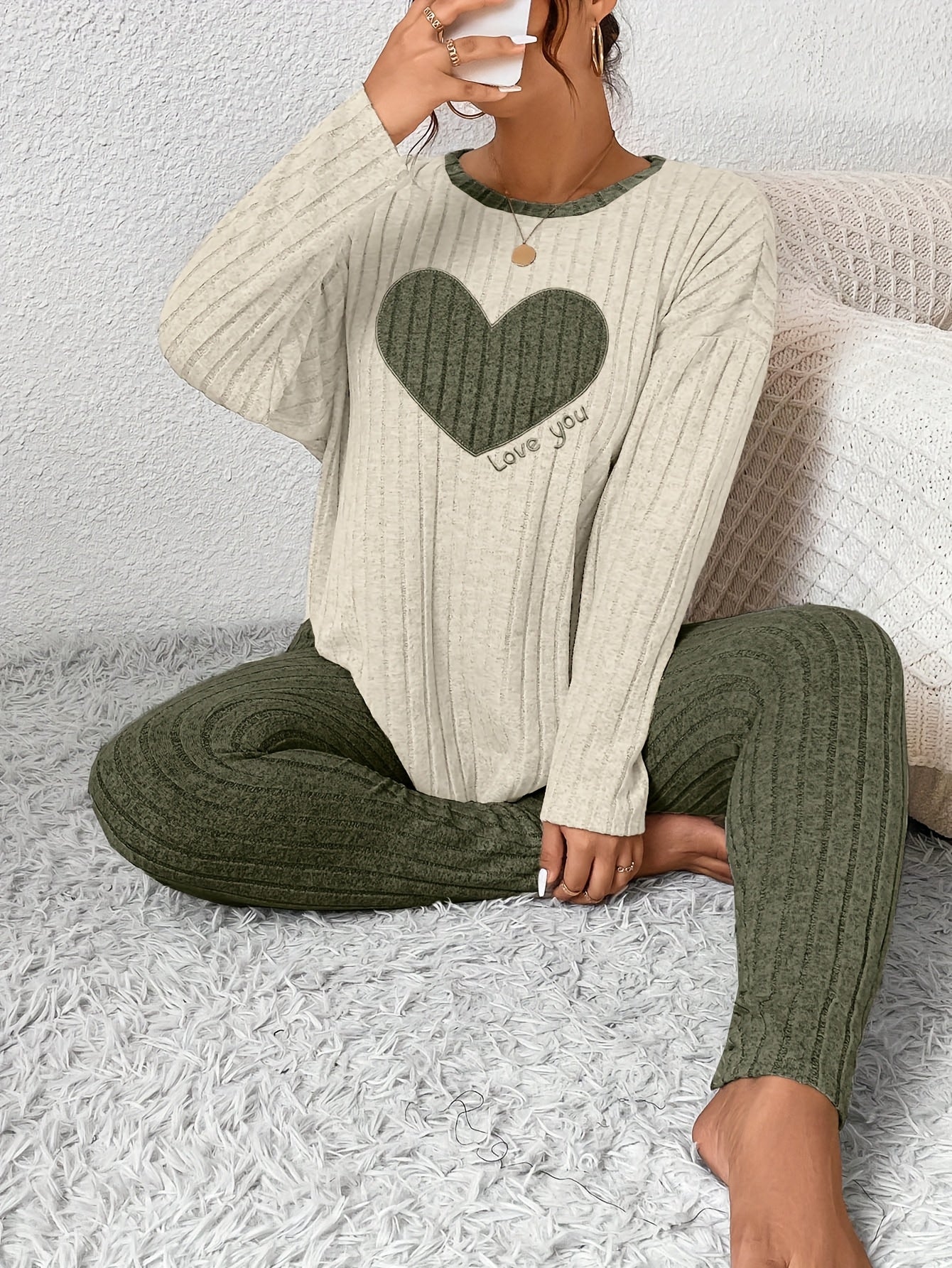 Image of Eva | Women's Long Sleeve Relaxed Fit Two-Piece Set