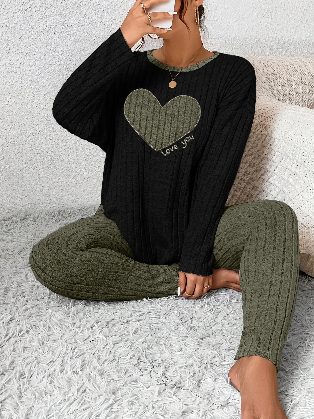 Image of Eva | Women's Long Sleeve Relaxed Fit Two-Piece Set