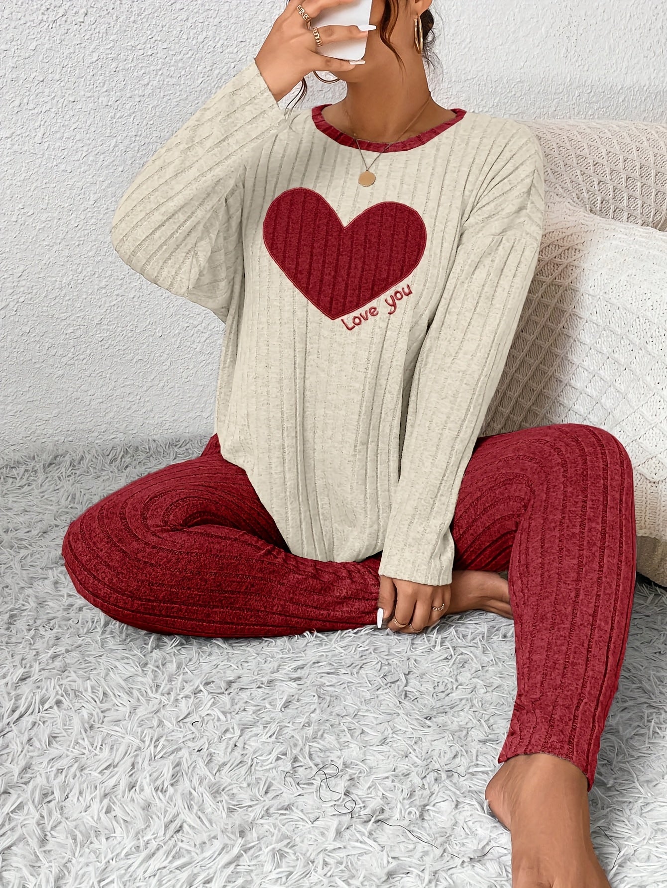 Image of Eva | Women's Long Sleeve Relaxed Fit Two-Piece Set