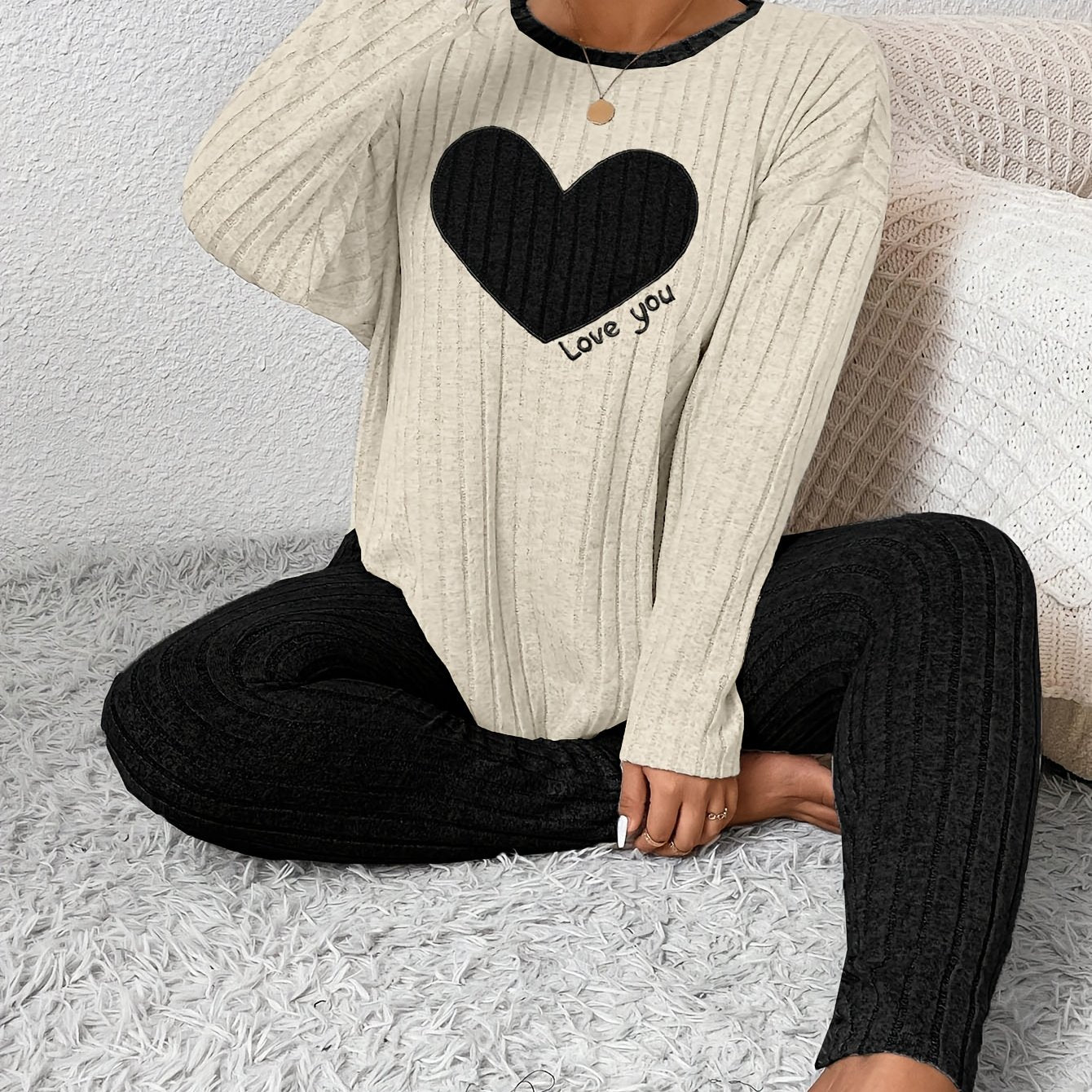 Image of Eva | Women's Long Sleeve Relaxed Fit Two-Piece Set