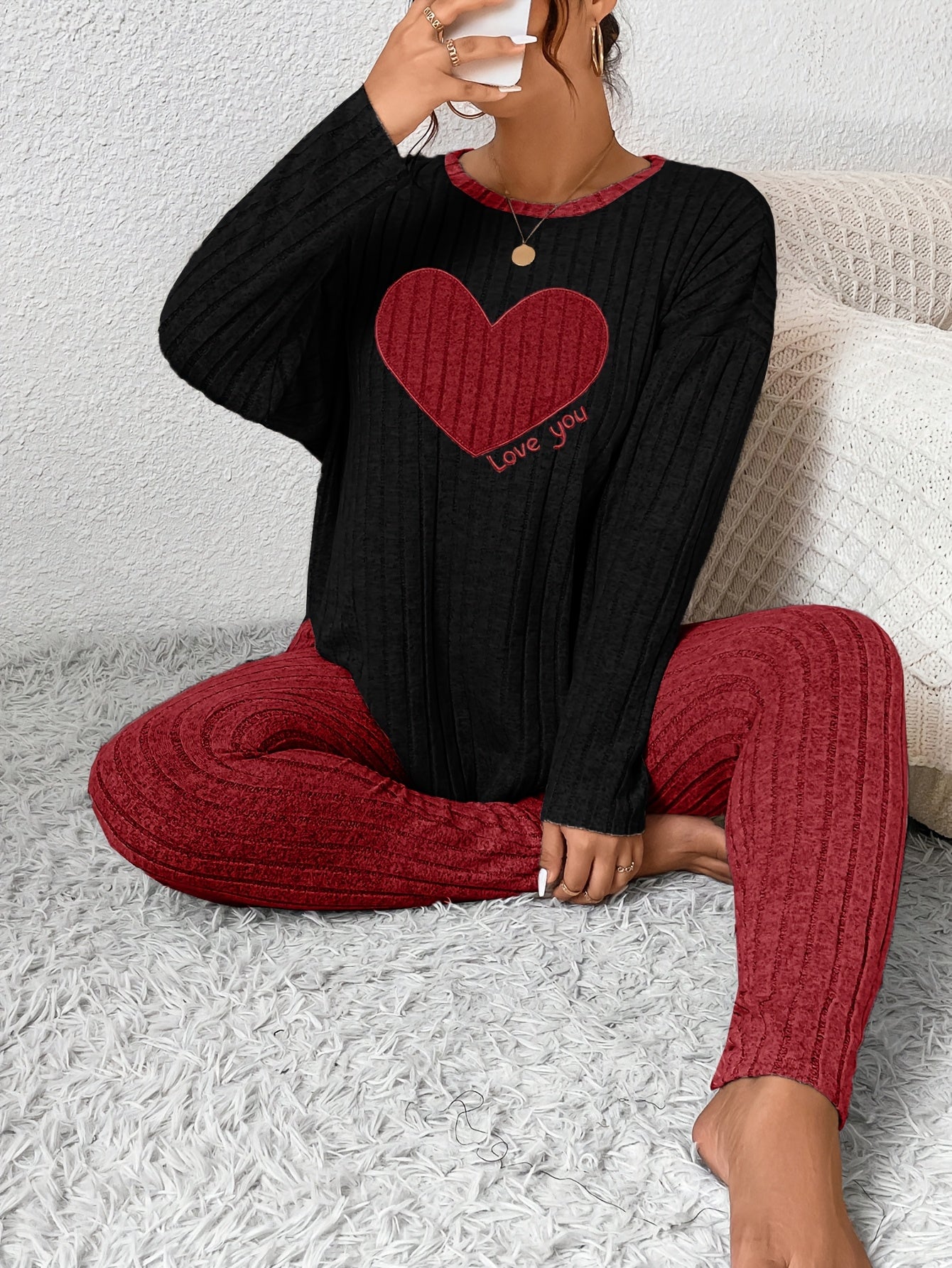 Image of Eva | Women's Long Sleeve Relaxed Fit Two-Piece Set