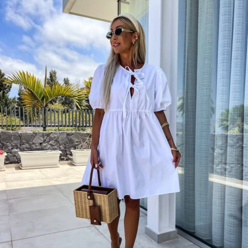 Image of Eva | Women's Puff Sleeve A-Line Mini Dress