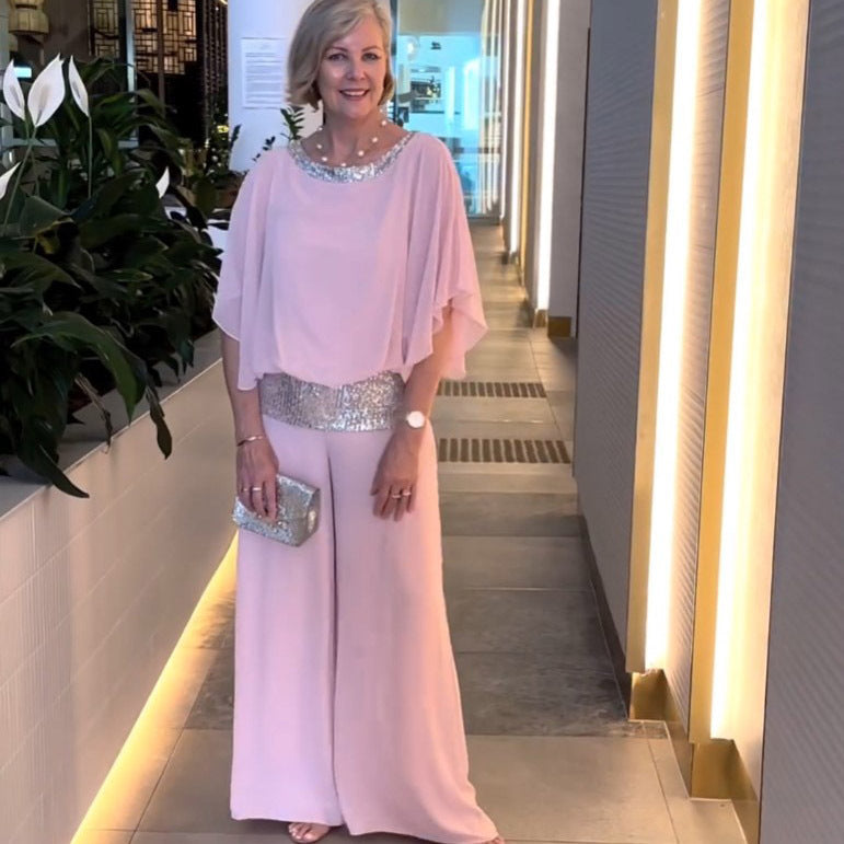 Image of Evelyn | Women's Wide Leg Evening Wear Two-Piece Set