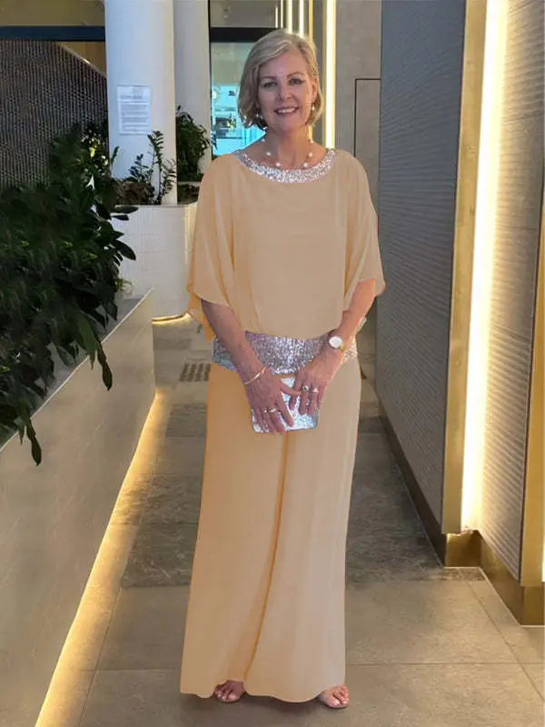 Image of Evelyn | Women's Wide Leg Evening Wear Two-Piece Set