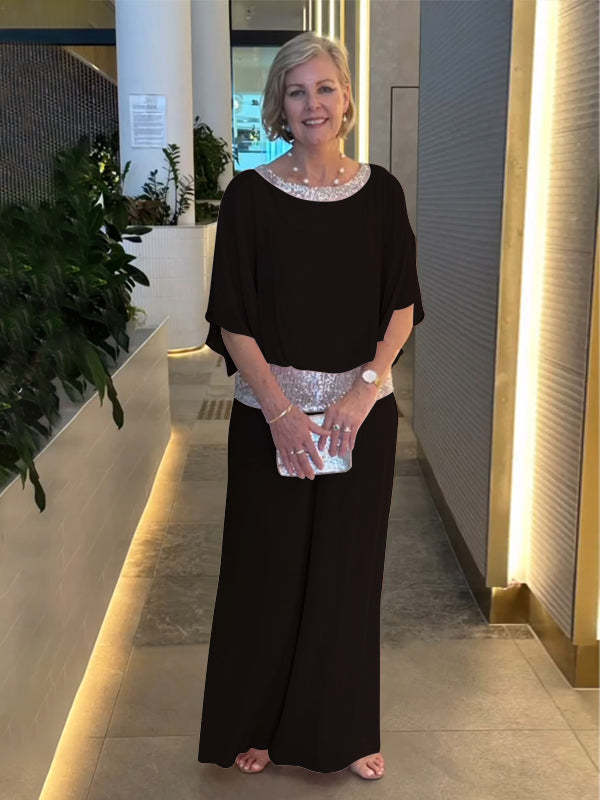 Image of Evelyn | Women's Wide Leg Evening Wear Two-Piece Set