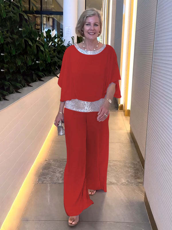 Image of Evelyn | Women's Wide Leg Evening Wear Two-Piece Set