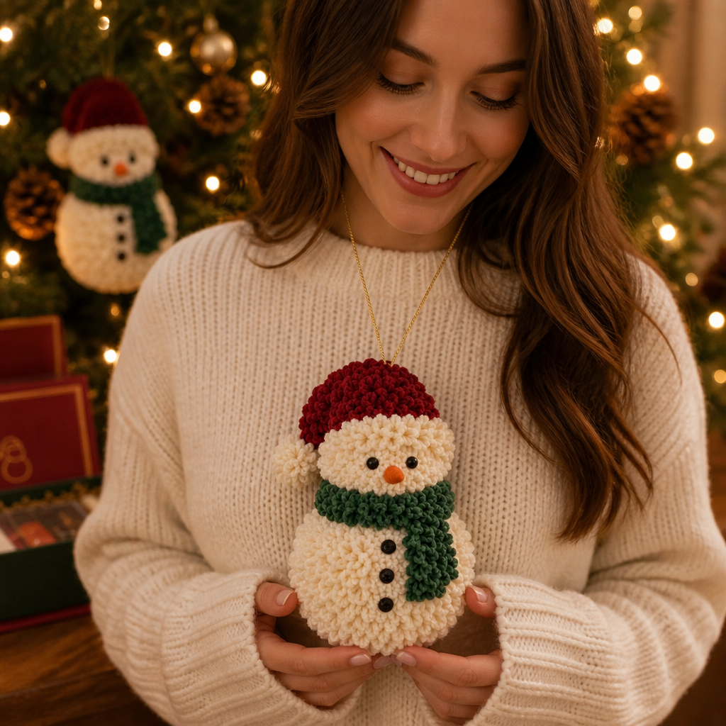 Fabric-Poke Snowman Christmas Ornament Kit