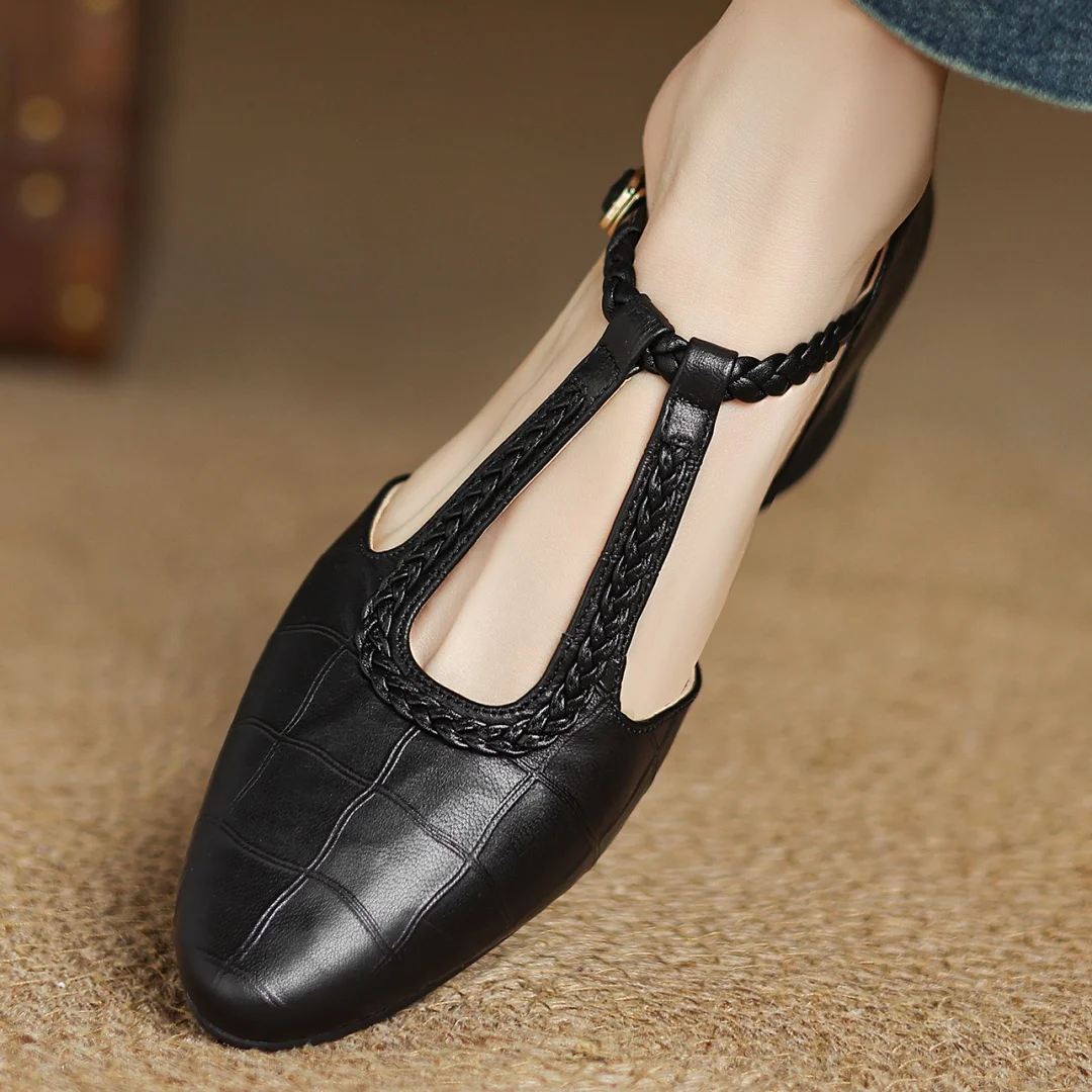 Image of Fiona | Women's T-Strap Flats Shoes