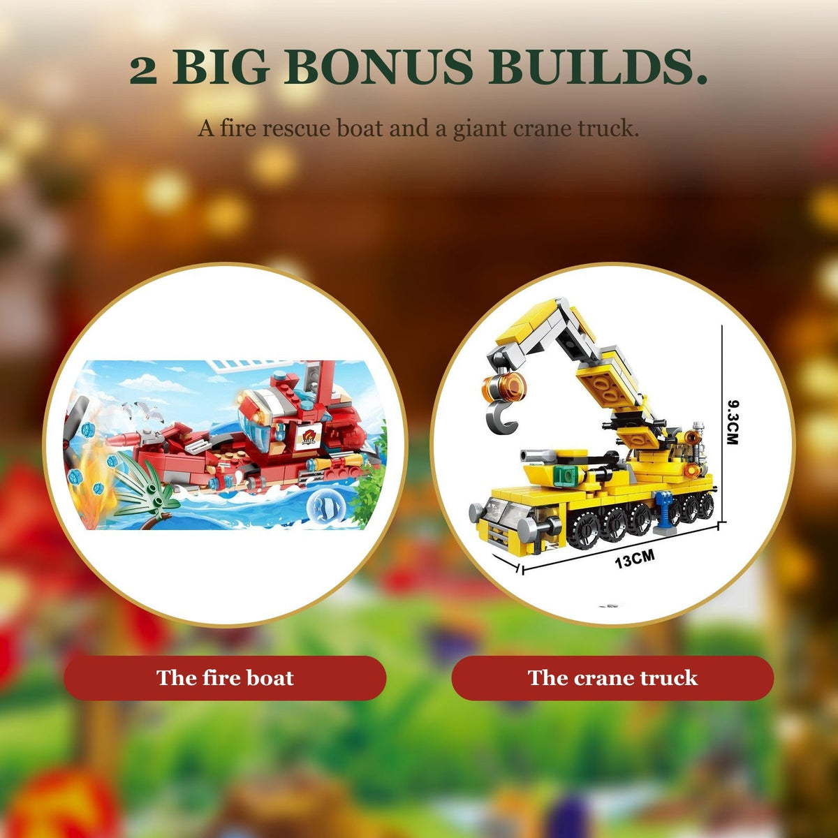 Fire Rescue and Construction Advent Calendar, Mini Brick Vehicles plus Crane and Rescue Boat