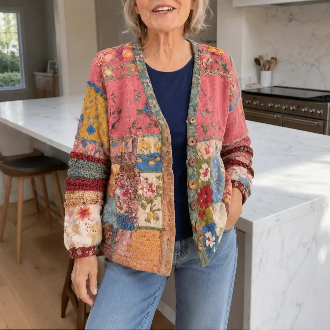 Floral Patchwork Boho Cardigan