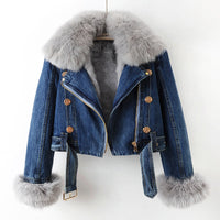 Fox Fur-Lined Denim Coat